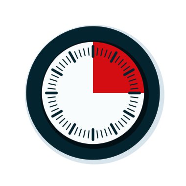 Beyaz arka plan, vektör, illüstrasyon izole 15 dakika zamanlayıcı simgesi 