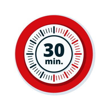 Beyaz arka plan, vektör, illüstrasyon izole 30 dakika zamanlayıcı simgesi