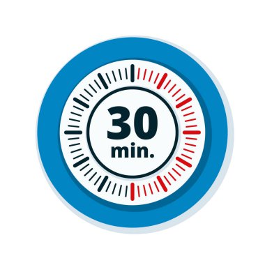 Beyaz arka plan, vektör, illüstrasyon izole 30 dakika zamanlayıcı simgesi