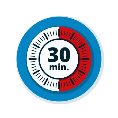 Beyaz arka plan, vektör, illüstrasyon izole 30 dakika zamanlayıcı simgesi