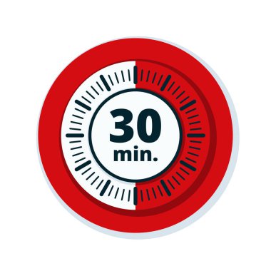 Beyaz arka plan, vektör, illüstrasyon izole 30 dakika zamanlayıcı simgesi