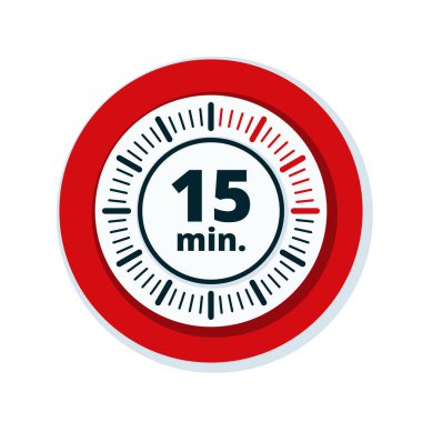 Beyaz arka plan, vektör, illüstrasyon izole 15 dakika zamanlayıcı simgesi 