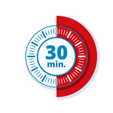 Beyaz arka plan, vektör, illüstrasyon izole 30 dakika zamanlayıcı simgesi