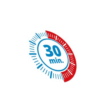 Beyaz arka plan, vektör, illüstrasyon izole 30 dakika zamanlayıcı simgesi