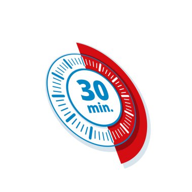 Beyaz arka plan, vektör, illüstrasyon izole 30 dakika zamanlayıcı simgesi