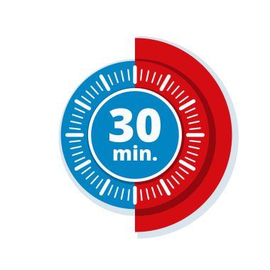 Beyaz arka plan, vektör, illüstrasyon izole 30 dakika zamanlayıcı simgesi