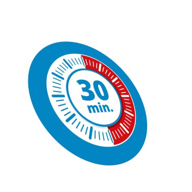 Beyaz arka plan, vektör, illüstrasyon izole 30 dakika zamanlayıcı simgesi