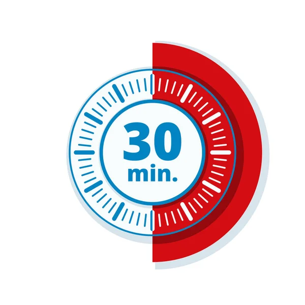 Beyaz arka plan, vektör, illüstrasyon izole 30 dakika zamanlayıcı simgesi