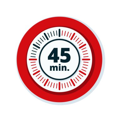 Beyaz arka plan, vektör, illüstrasyon izole 45 dakika zamanlayıcı simgesi