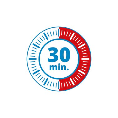 Beyaz arka plan, vektör, illüstrasyon izole 30 dakika zamanlayıcı simgesi