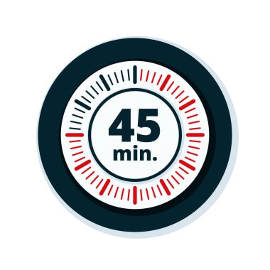 Beyaz arka plan, vektör, illüstrasyon izole 45 dakika zamanlayıcı simgesi