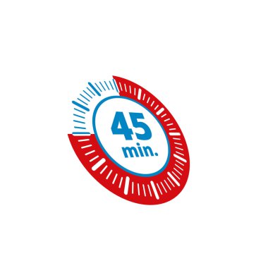 Beyaz arka plan, vektör, illüstrasyon izole 45 dakika zamanlayıcı simgesi