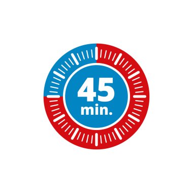 Beyaz arka plan, vektör, illüstrasyon izole 45 dakika zamanlayıcı simgesi