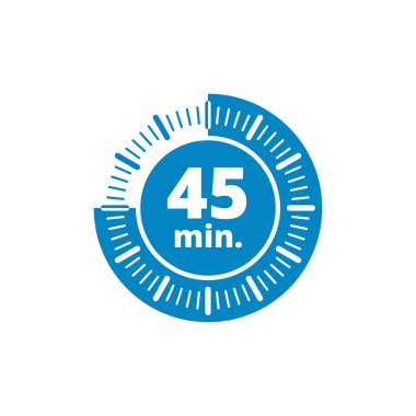 Beyaz arka plan, vektör, illüstrasyon izole 45 dakika zamanlayıcı simgesi