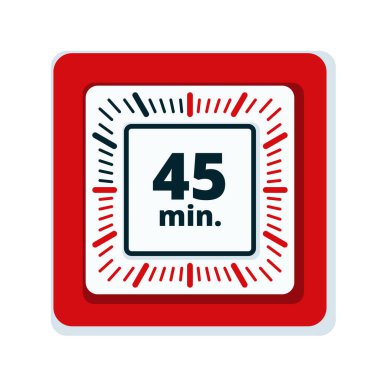 Beyaz arka plan, vektör, illüstrasyon izole 45 dakika zamanlayıcı simgesi