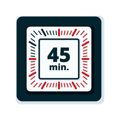 Beyaz arka plan, vektör, illüstrasyon izole 45 dakika zamanlayıcı simgesi