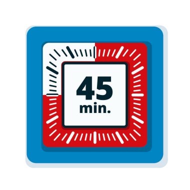 Beyaz arka plan, vektör, illüstrasyon izole 45 dakika zamanlayıcı simgesi