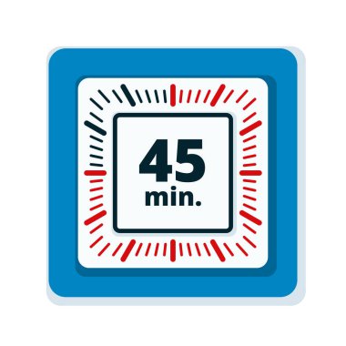 Beyaz arka plan, vektör, illüstrasyon izole 45 dakika zamanlayıcı simgesi