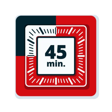 Beyaz arka plan, vektör, illüstrasyon izole 45 dakika zamanlayıcı simgesi