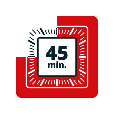 Beyaz arka plan, vektör, illüstrasyon izole 45 dakika zamanlayıcı simgesi