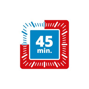 Beyaz arka plan, vektör, illüstrasyon izole 45 dakika zamanlayıcı simgesi