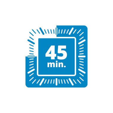 Beyaz arka plan, vektör, illüstrasyon izole 45 dakika zamanlayıcı simgesi