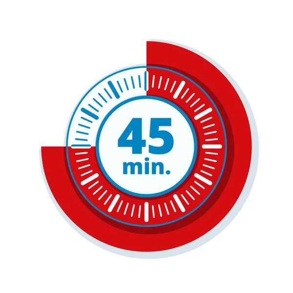 Beyaz arka plan, vektör, illüstrasyon izole 45 dakika zamanlayıcı simgesi