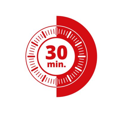 Beyaz arka plan, vektör, illüstrasyon izole 30 dakika zamanlayıcı simgesi