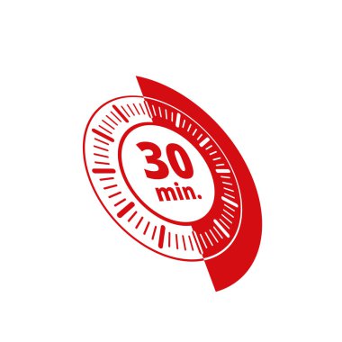 Beyaz arka plan, vektör, illüstrasyon izole 30 dakika zamanlayıcı simgesi