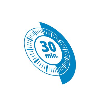 Beyaz arka plan, vektör, illüstrasyon izole 30 dakika zamanlayıcı simgesi