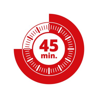 Beyaz arka plan, vektör, illüstrasyon izole 45 dakika zamanlayıcı simgesi