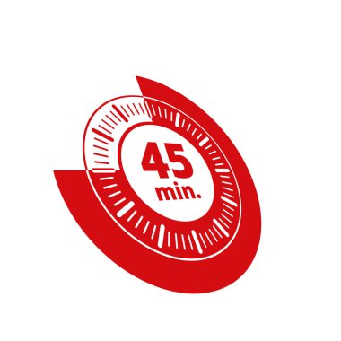 Beyaz arka plan, vektör, illüstrasyon izole 45 dakika zamanlayıcı simgesi