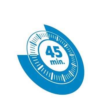 Beyaz arka plan, vektör, illüstrasyon izole 45 dakika zamanlayıcı simgesi