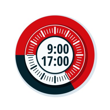 Çalışma saatleri 9'dan 5 pm, vektör, illüstrasyon 