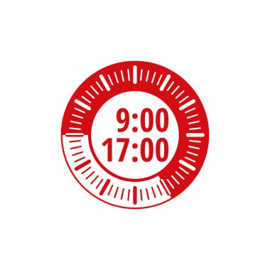 Çalışma saatleri 9'dan 5 pm, vektör, illüstrasyon 