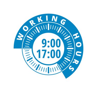 Çalışma saatleri 9'dan 5 pm, vektör, illüstrasyon 