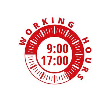 Çalışma saatleri 9'dan 5 pm, vektör, illüstrasyon 