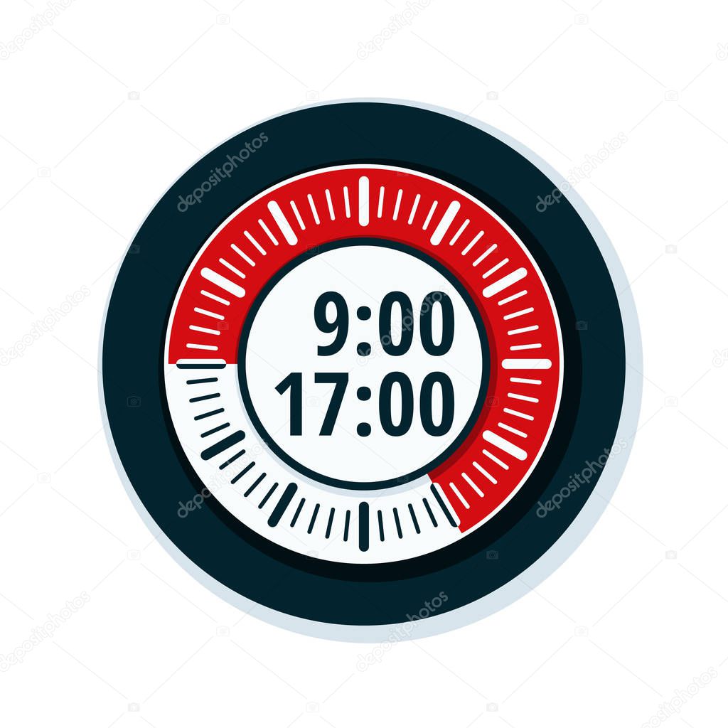 Working time from 9 am to 5 pm, vector, illustration 