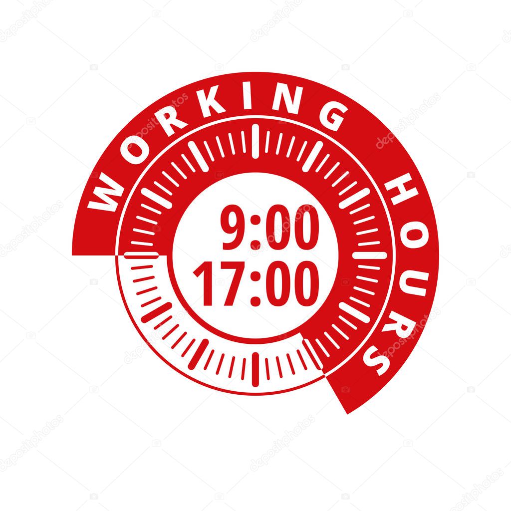 Working time from 9 am to 5 pm, vector, illustration 