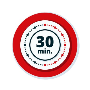 Beyaz arka plan, vektör, illüstrasyon izole 30 dakika zamanlayıcı simgesi