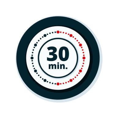 Beyaz arka plan, vektör, illüstrasyon izole 30 dakika zamanlayıcı simgesi