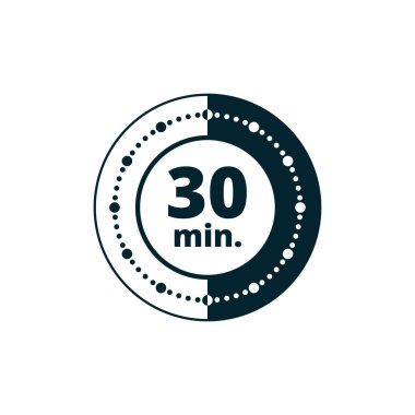 Beyaz arka plan, vektör, illüstrasyon izole 30 dakika zamanlayıcı simgesi