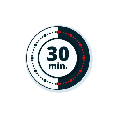 Beyaz arka plan, vektör, illüstrasyon izole 30 dakika zamanlayıcı simgesi