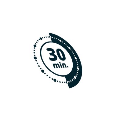 Beyaz arka plan, vektör, illüstrasyon izole 30 dakika zamanlayıcı simgesi