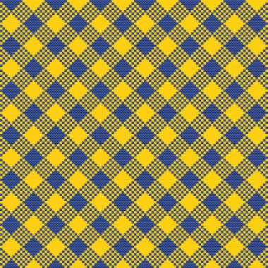 Dikişsiz soyut sarı ve mavi Kareli desen, vektör, illüstrasyon