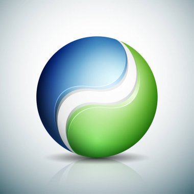 Şirket küresel yeşil logo, vektör, illüstrasyon, Eko kavramı  