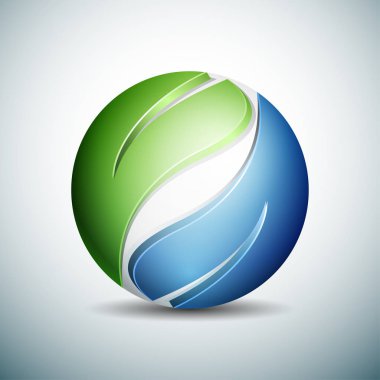 Şirket küresel yeşil logolu yaprakları işaretleri, vektör, illüstrasyon, Eko kavramı  