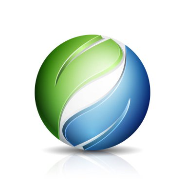 Şirket küresel yeşil logolu yaprakları işaretleri, vektör, illüstrasyon, Eko kavramı  