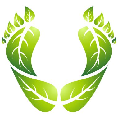 Yeşil ayak yaprakları izole beyaz arka plan, vektör, illüstrasyon, Eko kavramı ile 