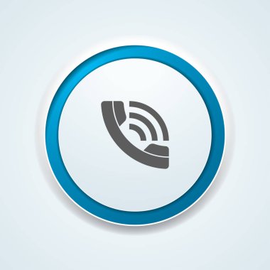  telefon alıcı düğme beyaz zemin üzerine mavi daire